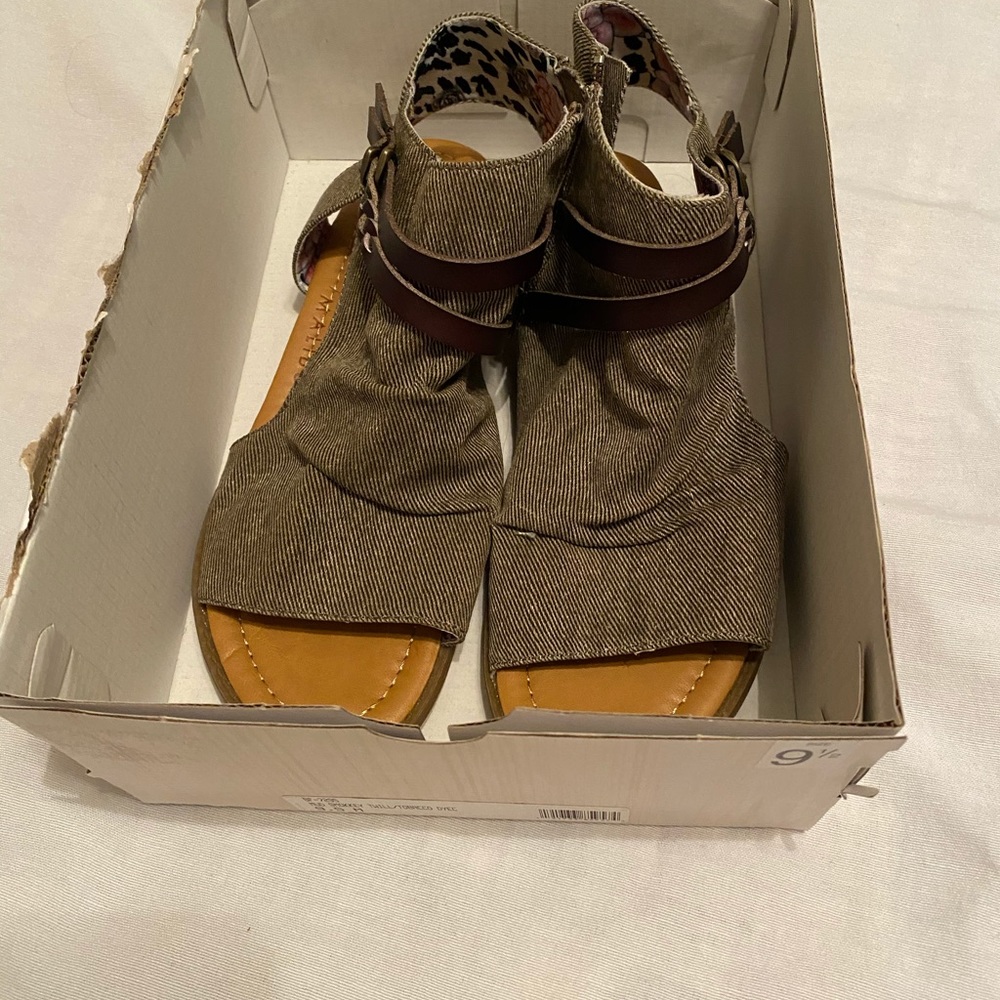 Blowfish sandals, Smokey twill/tobacco 9.5